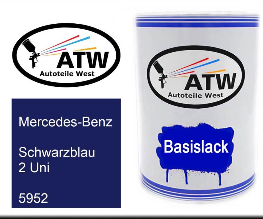 Mercedes-Benz, Schwarzblau 2 Uni, 5952: 500ml Lackdose, von ATW Autoteile West.